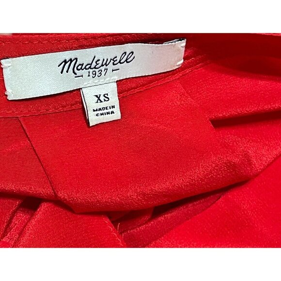 Madewell 100% Silk Popover Top Red V-Neck Memory Blouse XS Extra Small - Picture 4 of 8
